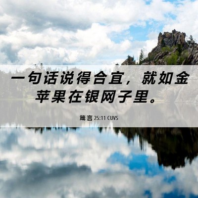 Picture 06 - 箴 言 25:11 CUVS - 一 句 话 说 得 合 宜 ， 就 如 金 苹 - Bible Verse Picture