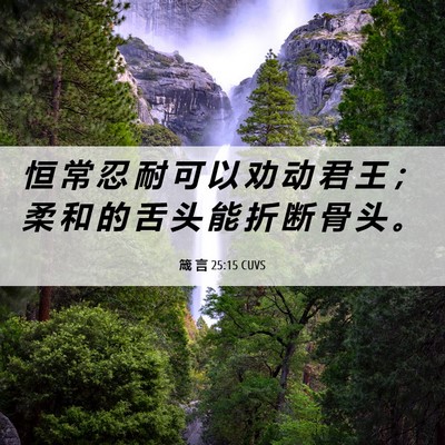 Picture 06 - 箴 言 25:15 CUVS - 恒 常 忍 耐 可 以 劝 动 君 王 ； 柔 - Bible Verse Picture