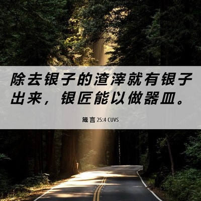 Picture 06 - 箴 言 25:4 CUVS - 除 去 银 子 的 渣 滓 就 有 银 子 出 - Bible Verse Picture