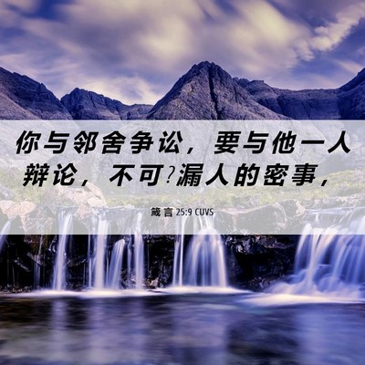 Picture 06 - 箴 言 25:9 CUVS - 你 与 邻 舍 争 讼 ， 要 与 他 一 人 - Bible Verse Picture