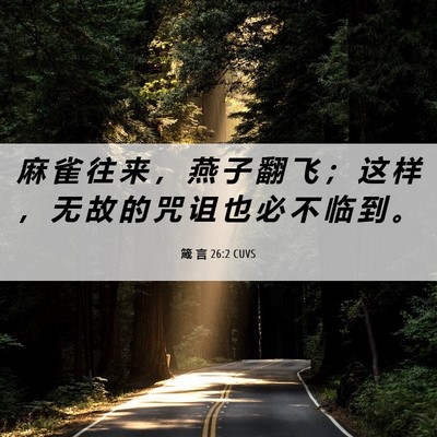 Picture 06 - 箴 言 26:2 CUVS - 麻 雀 往 来 ， 燕 子 翻 飞 ； 这 样 - Bible Verse Picture