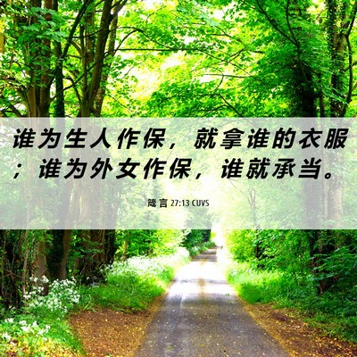 Picture 06 - 箴 言 27:13 CUVS - 谁 为 生 人 作 保 ， 就 拿 谁 的 衣 - Bible Verse Picture