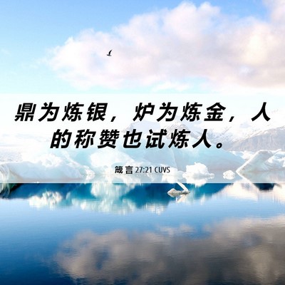 Picture 06 - 箴 言 27:21 CUVS - 鼎 为 炼 银 ， 炉 为 炼 金 ， 人 的 - Bible Verse Picture