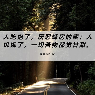 Picture 06 - 箴 言 27:7 CUVS - 人 吃 饱 了 ， 厌 恶 蜂 房 的 蜜 ； - Bible Verse Picture