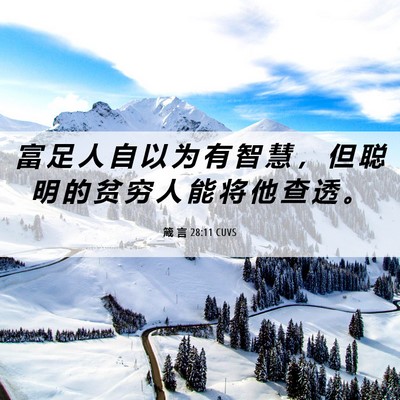 Picture 06 - 箴 言 28:11 CUVS - 富 足 人 自 以 为 有 智 慧 ， 但 聪 - Bible Verse Picture