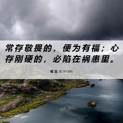 Picture 06 - 箴 言 28:14 CUVS - 常 存 敬 畏 的 ， 便 为 有 福 ； 心 - Bible Verse Picture