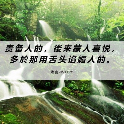 Picture 06 - 箴 言 28:23 CUVS - 责 备 人 的 ， 後 来 蒙 人 喜 悦 ， - Bible Verse Picture
