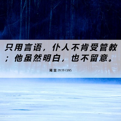 Picture 06 - 箴 言 29:19 CUVS - 只 用 言 语 ， 仆 人 不 肯 受 管 教 - Bible Verse Picture