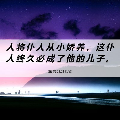 Picture 06 - 箴 言 29:21 CUVS - 人 将 仆 人 从 小 娇 养 ， 这 仆 人 - Bible Verse Picture