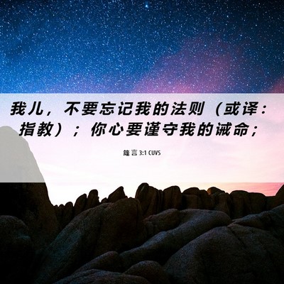 Picture 06 - 箴 言 3:1 CUVS - 我 儿 ， 不 要 忘 记 我 的 法 则 （ - Bible Verse Picture