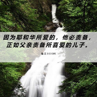 Picture 06 - 箴 言 3:12 CUVS - 因 为 耶 和 华 所 爱 的 ， 他 必 责 - Bible Verse Picture