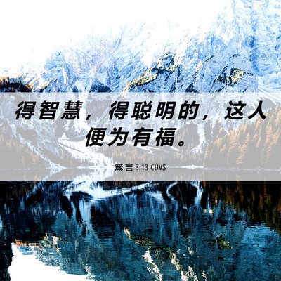 Picture 06 - 箴 言 3:13 CUVS - 得 智 慧 ， 得 聪 明 的 ， 这 人 便 - Bible Verse Picture