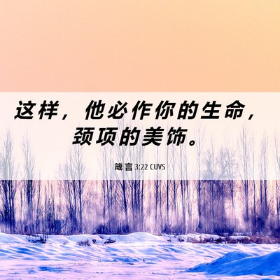 Picture 06 - 箴 言 3:22 CUVS - 这 样 ， 他 必 作 你 的 生 命 ， 颈 - Bible Verse Picture
