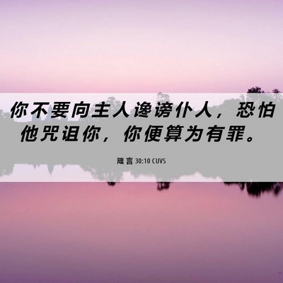 Picture 06 - 箴 言 30:10 CUVS - 你 不 要 向 主 人 谗 谤 仆 人 ， 恐 - Bible Verse Picture