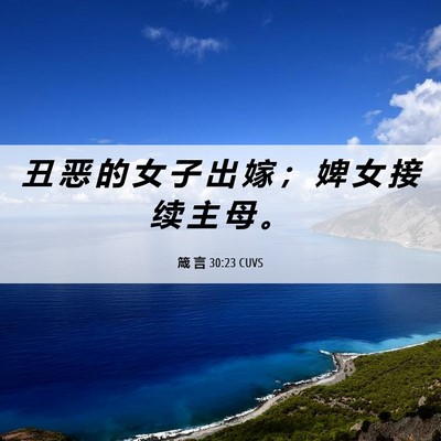 Picture 06 - 箴 言 30:23 CUVS - 丑 恶 的 女 子 出 嫁 ； 婢 女 接 续 - Bible Verse Picture