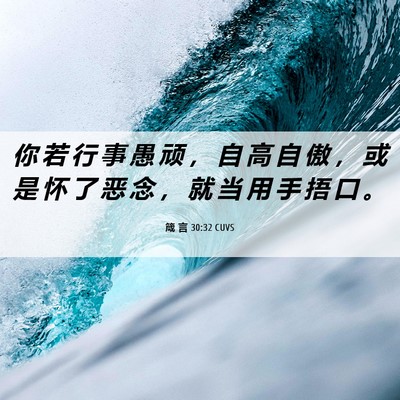 Picture 06 - 箴 言 30:32 CUVS - 你 若 行 事 愚 顽 ， 自 高 自 傲 ， - Bible Verse Picture