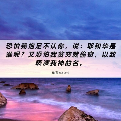 Picture 06 - 箴 言 30:9 CUVS - 恐 怕 我 饱 足 不 认 你 ， 说 ： 耶 - Bible Verse Picture
