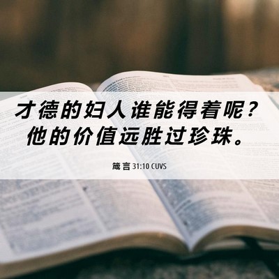 Picture 06 - 箴 言 31:10 CUVS - 才 德 的 妇 人 谁 能 得 着 呢 ？ 他 - Bible Verse Picture