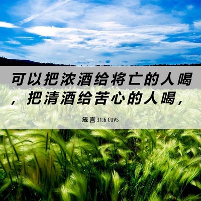 Picture 06 - 箴 言 31:6 CUVS - 可 以 把 浓 酒 给 将 亡 的 人 喝 ， - Bible Verse Picture