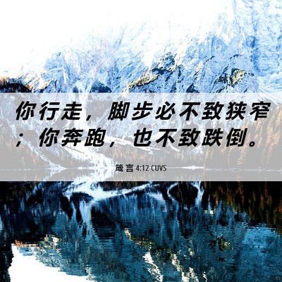 Picture 06 - 箴 言 4:12 CUVS - 你 行 走 ， 脚 步 必 不 致 狭 窄 ； - Bible Verse Picture