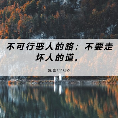 Picture 06 - 箴 言 4:14 CUVS - 不 可 行 恶 人 的 路 ； 不 要 走 坏 - Bible Verse Picture