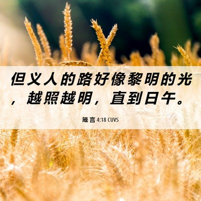 Picture 06 - 箴 言 4:18 CUVS - 但 义 人 的 路 好 像 黎 明 的 光 ， - Bible Verse Picture