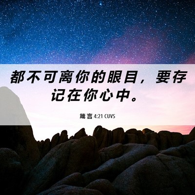 Picture 06 - 箴 言 4:21 CUVS - 都 不 可 离 你 的 眼 目 ， 要 存 记 - Bible Verse Picture