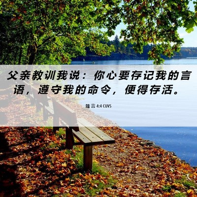 Picture 06 - 箴 言 4:4 CUVS - 父 亲 教 训 我 说 ： 你 心 要 存 记 - Bible Verse Picture