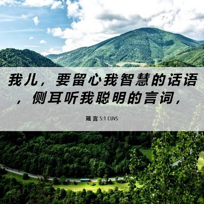 Picture 06 - 箴 言 5:1 CUVS - 我 儿 ， 要 留 心 我 智 慧 的 话 语 - Bible Verse Picture