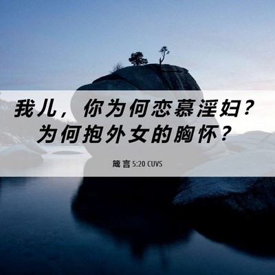 Picture 06 - 箴 言 5:20 CUVS - 我 儿 ， 你 为 何 恋 慕 淫 妇 ？ 为 - Bible Verse Picture