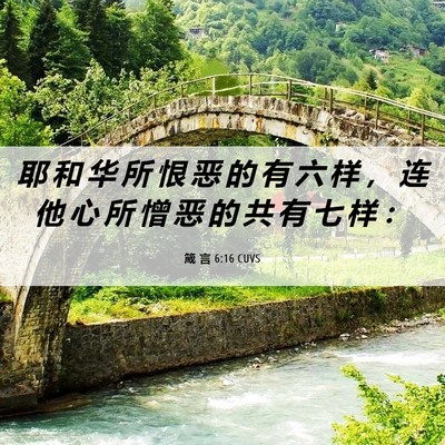 Picture 06 - 箴 言 6:16 CUVS - 耶 和 华 所 恨 恶 的 有 六 样 ， 连 - Bible Verse Picture