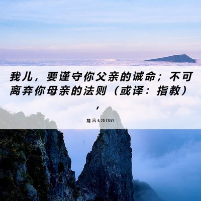 Picture 06 - 箴 言 6:20 CUVS - 我 儿 ， 要 谨 守 你 父 亲 的 诫 命 - Bible Verse Picture
