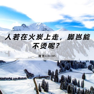 Picture 06 - 箴 言 6:28 CUVS - 人 若 在 火 炭 上 走 ， 脚 岂 能 不 - Bible Verse Picture