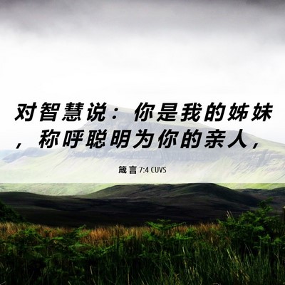Picture 06 - 箴 言 7:4 CUVS - 对 智 慧 说 ： 你 是 我 的 姊 妹 ， - Bible Verse Picture