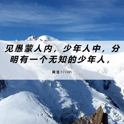 Picture 06 - 箴 言 7:7 CUVS - 见 愚 蒙 人 内 ， 少 年 人 中 ， 分 - Bible Verse Picture
