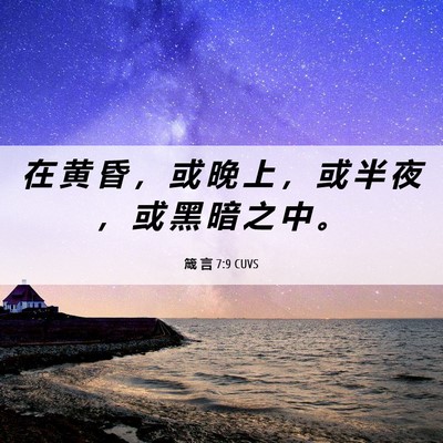 Picture 06 - 箴 言 7:9 CUVS - 在 黄 昏 ， 或 晚 上 ， 或 半 夜 ， - Bible Verse Picture