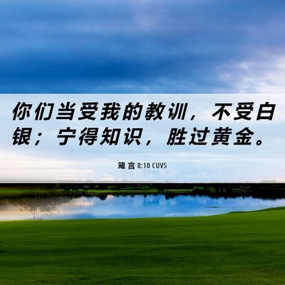 Picture 06 - 箴 言 8:10 CUVS - 你 们 当 受 我 的 教 训 ， 不 受 白 - Bible Verse Picture
