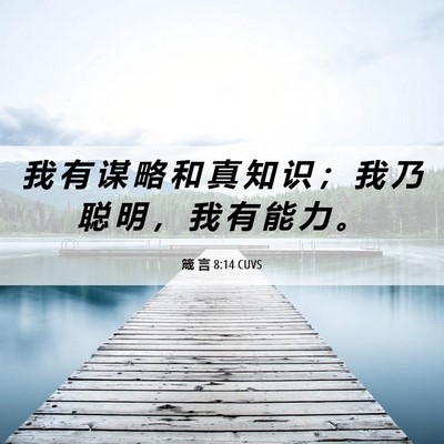 Picture 06 - 箴 言 8:14 CUVS - 我 有 谋 略 和 真 知 识 ； 我 乃 聪 - Bible Verse Picture