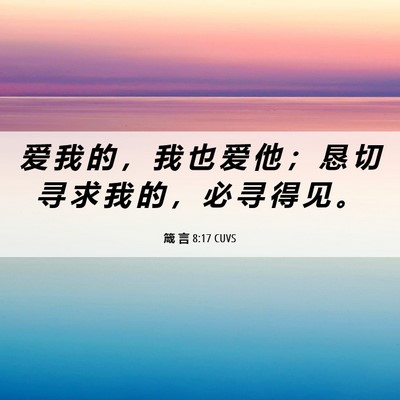 Picture 06 - 箴 言 8:17 CUVS - 爱 我 的 ， 我 也 爱 他 ； 恳 切 寻 - Bible Verse Picture