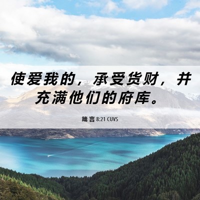 Picture 06 - 箴 言 8:21 CUVS - 使 爱 我 的 ， 承 受 货 财 ， 并 充 - Bible Verse Picture