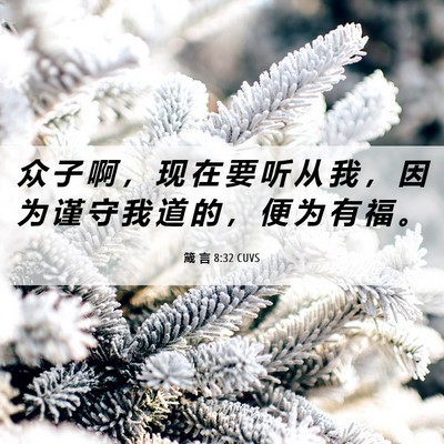 Picture 06 - 箴 言 8:32 CUVS - 众 子 啊 ， 现 在 要 听 从 我 ， 因 - Bible Verse Picture