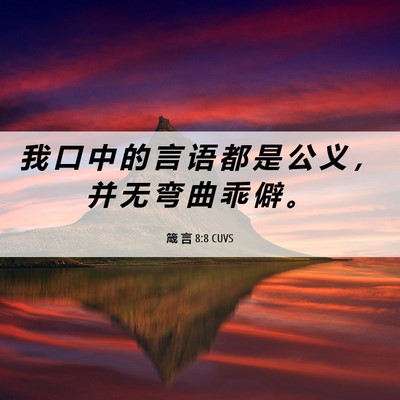 Picture 06 - 箴 言 8:8 CUVS - 我 口 中 的 言 语 都 是 公 义 ， 并 - Bible Verse Picture