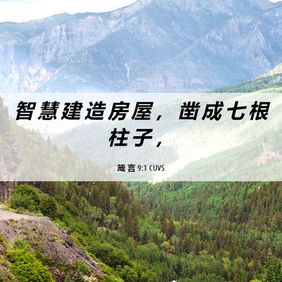 Picture 06 - 箴 言 9:1 CUVS - 智 慧 建 造 房 屋 ， 凿 成 七 根 柱 - Bible Verse Picture