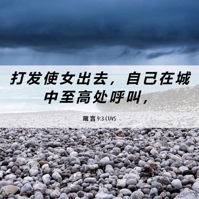 Picture 06 - 箴 言 9:3 CUVS - 打 发 使 女 出 去 ， 自 己 在 城 中 - Bible Verse Picture