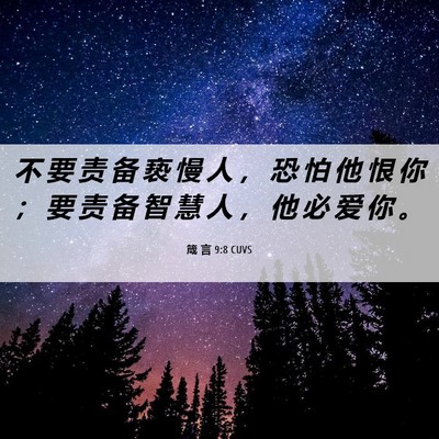 Picture 06 - 箴 言 9:8 CUVS - 不 要 责 备 亵 慢 人 ， 恐 怕 他 恨 - Bible Verse Picture