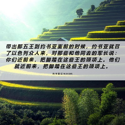 Picture 06 - 约 书 亚 记 10:24 CUVS - 带 出 那 五 王 到 约 书 亚 面 前 的 - Bible Verse Picture