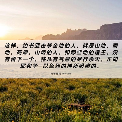 Picture 06 - 约 书 亚 记 10:40 CUVS - 这 样 ， 约 书 亚 击 杀 全 地 的 人 - Bible Verse Picture