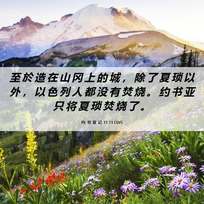 Picture 06 - 约 书 亚 记 11:13 CUVS - 至 於 造 在 山 冈 上 的 城 ， 除 了 - Bible Verse Picture