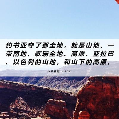 Picture 06 - 约 书 亚 记 11:16 CUVS - 约 书 亚 夺 了 那 全 地 ， 就 是 山 - Bible Verse Picture