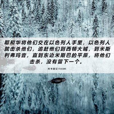 Picture 06 - 约 书 亚 记 11:8 CUVS - 耶 和 华 将 他 们 交 在 以 色 列 人 - Bible Verse Picture